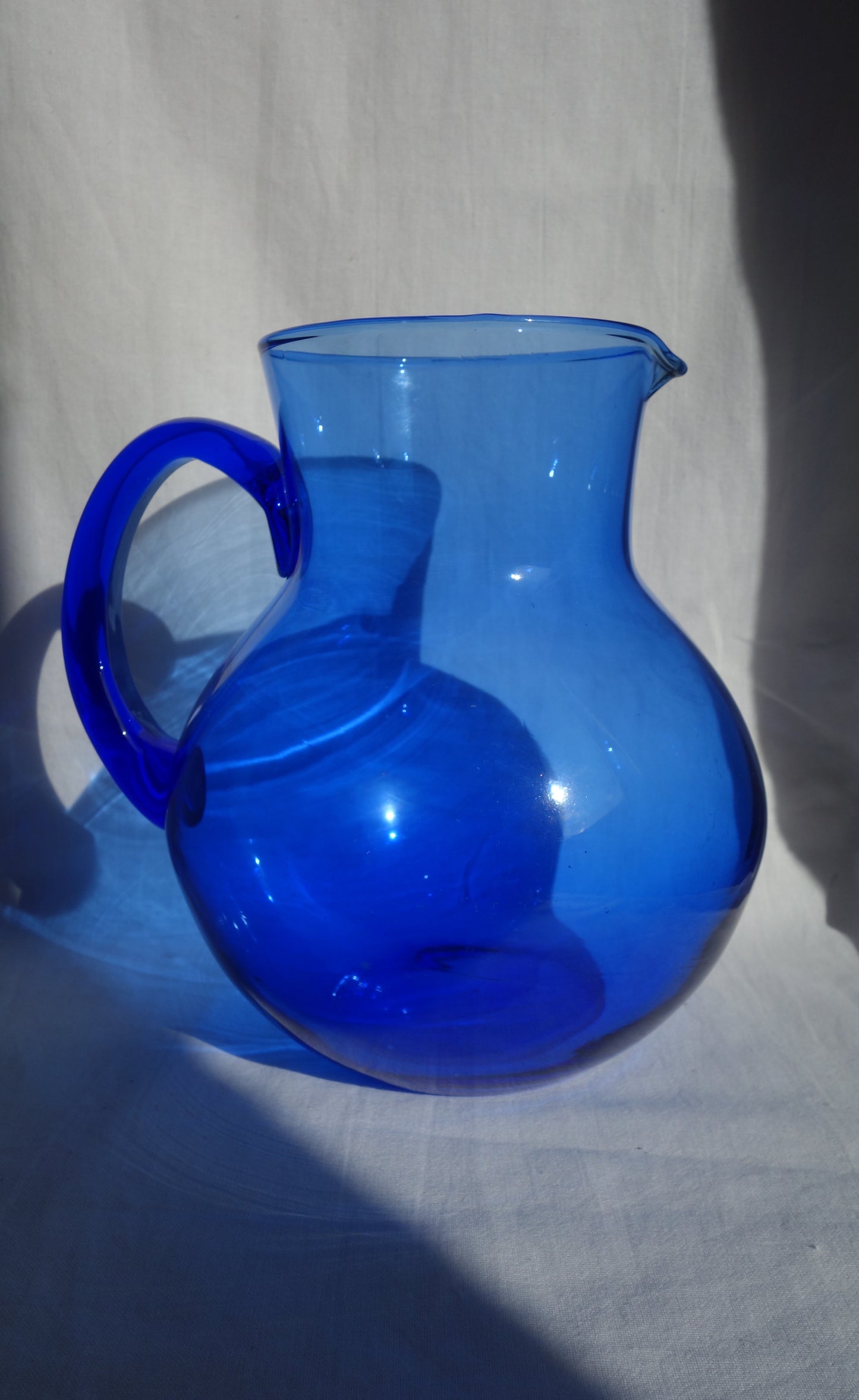 Vintage Hand Blown Blue Glass Jug