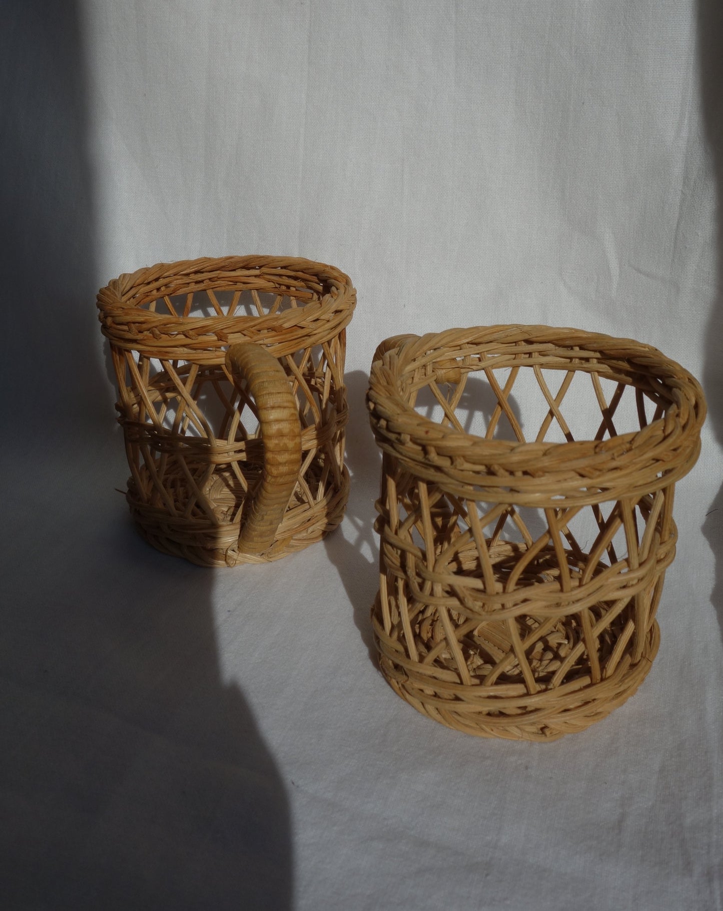 Set of Two Wicker Coffee Mug Holders