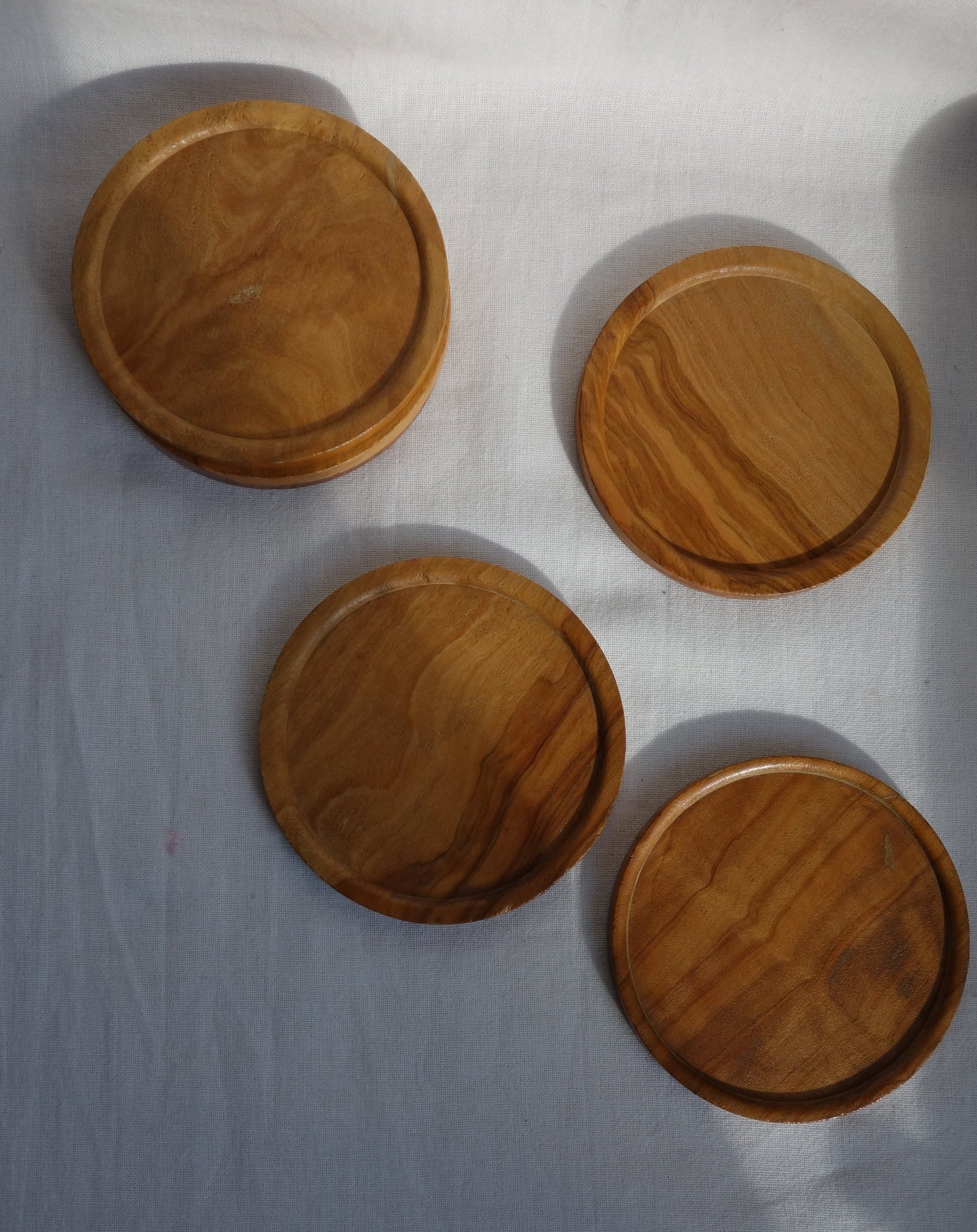 Mid Century Wooden Coasters Set of 6