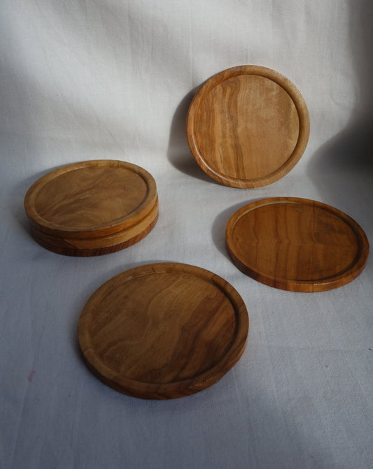 Mid Century Wooden Coasters Set of 6