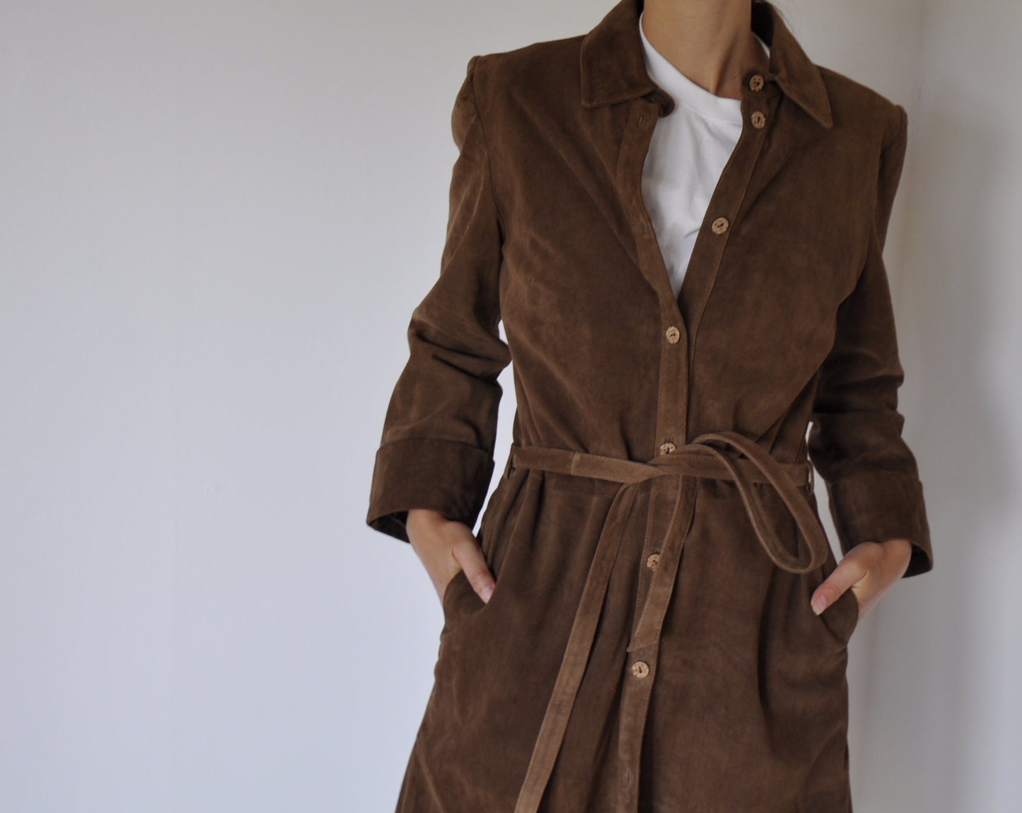 Vintage Pritchards Suede Trench Coat with Belt Size 8-10