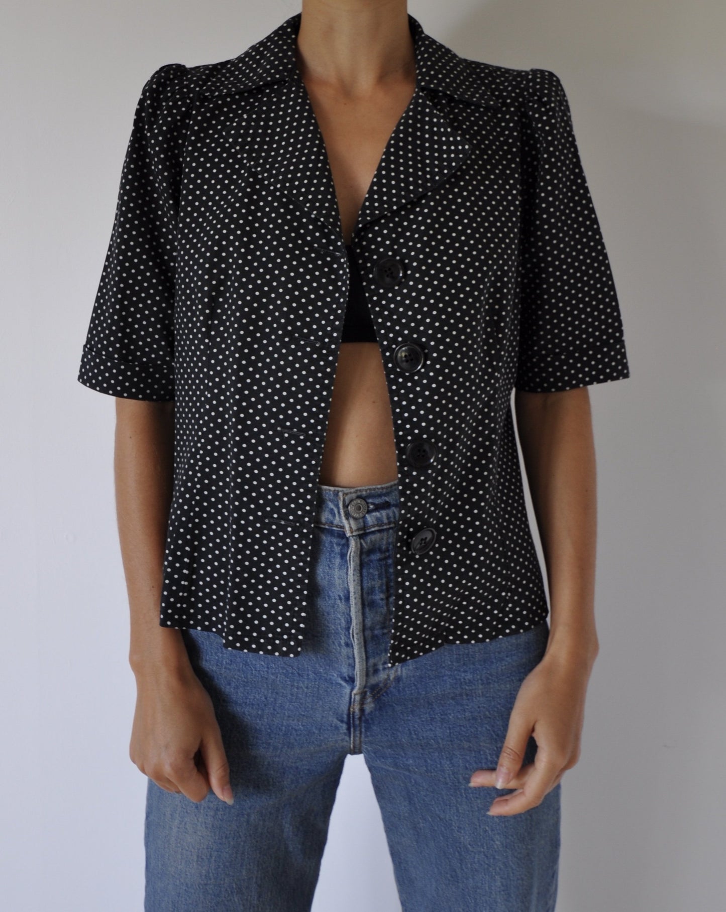 Vintage Polka Dot Blouse Shacket Size 8-10