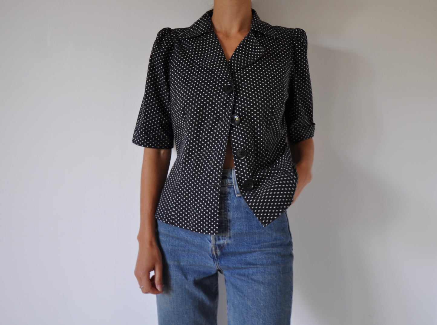 Vintage Polka Dot Blouse Shacket Size 8-10