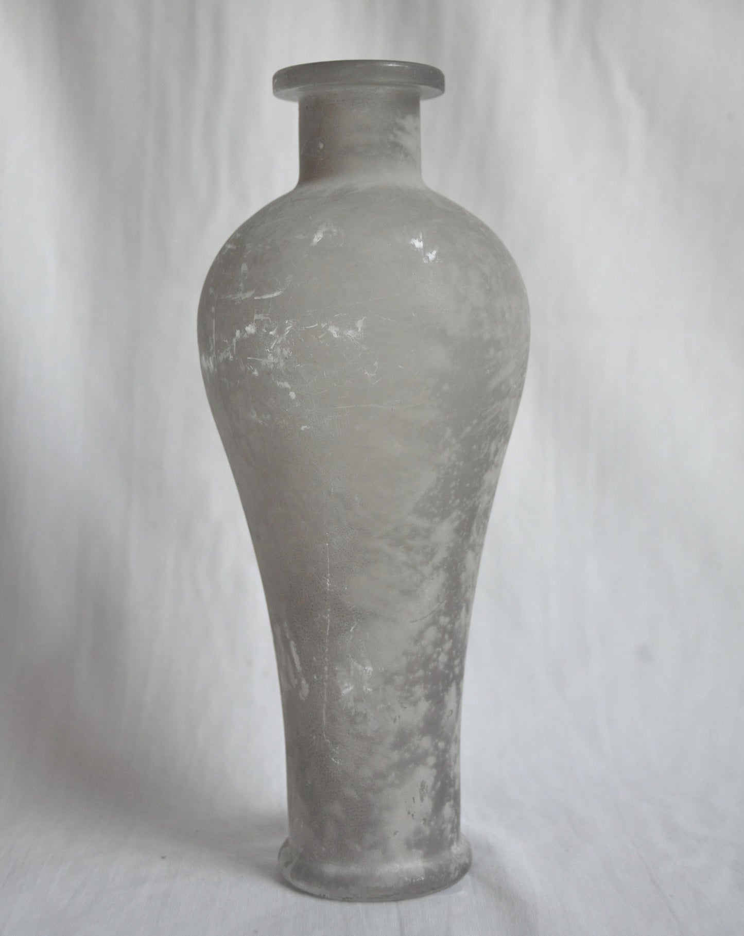 Vintage Large Glass Vase with Cloudy Texture