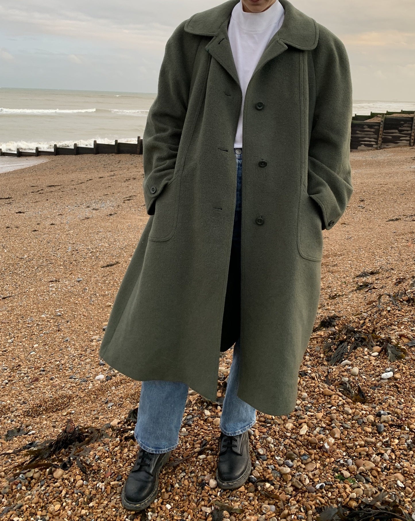 Vintage Khaki Green Wool Coat Size 8-14