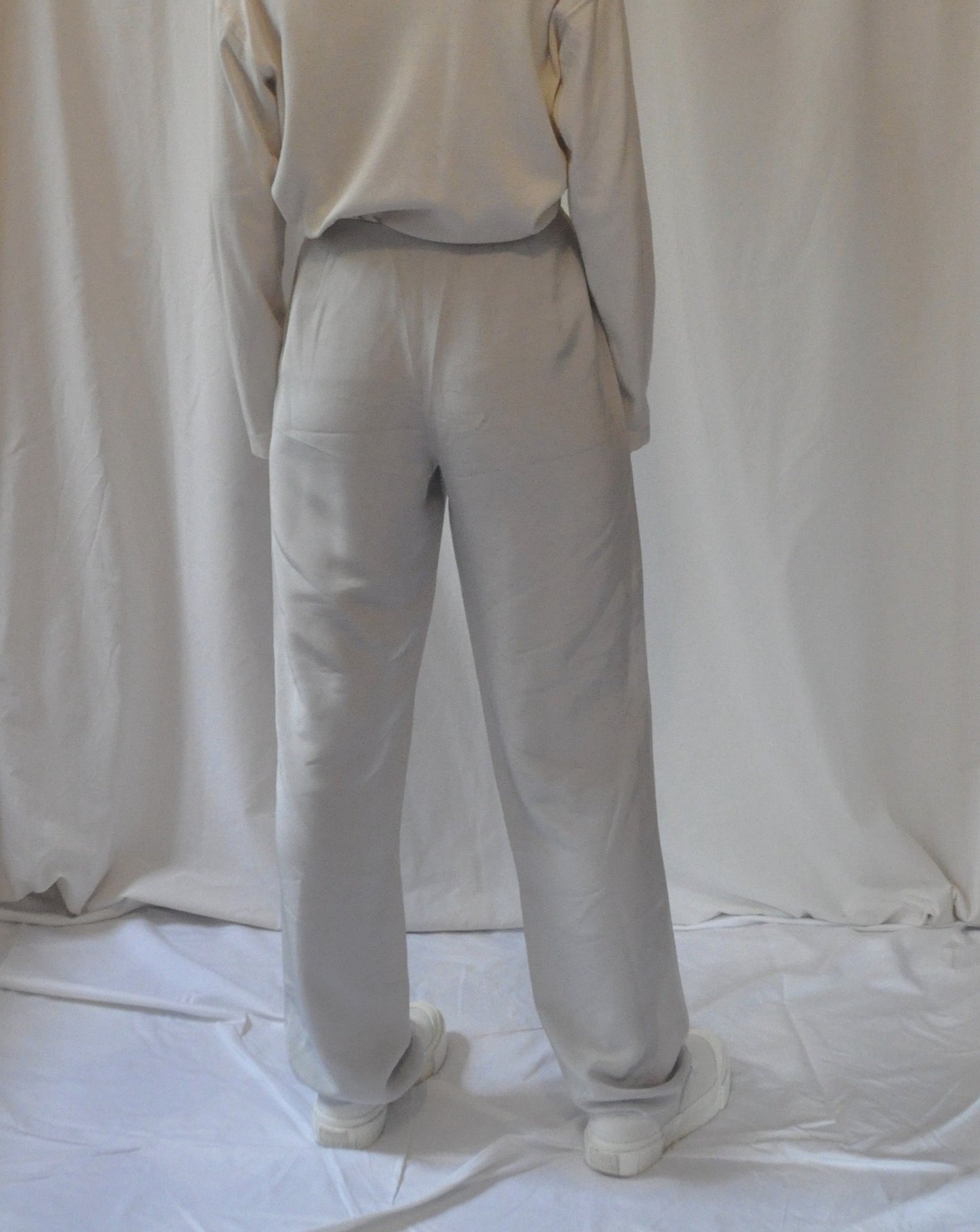 Vintage High Waisted Light Grey Silk Trousers Size 8-10