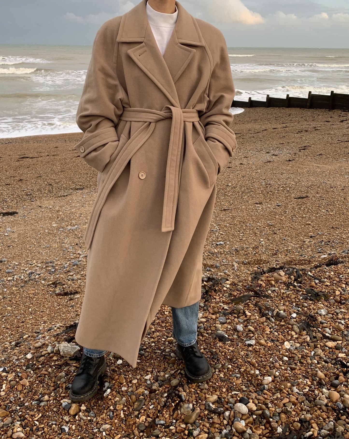 Vintage Camel Wool Wrap Coat Size 8-14