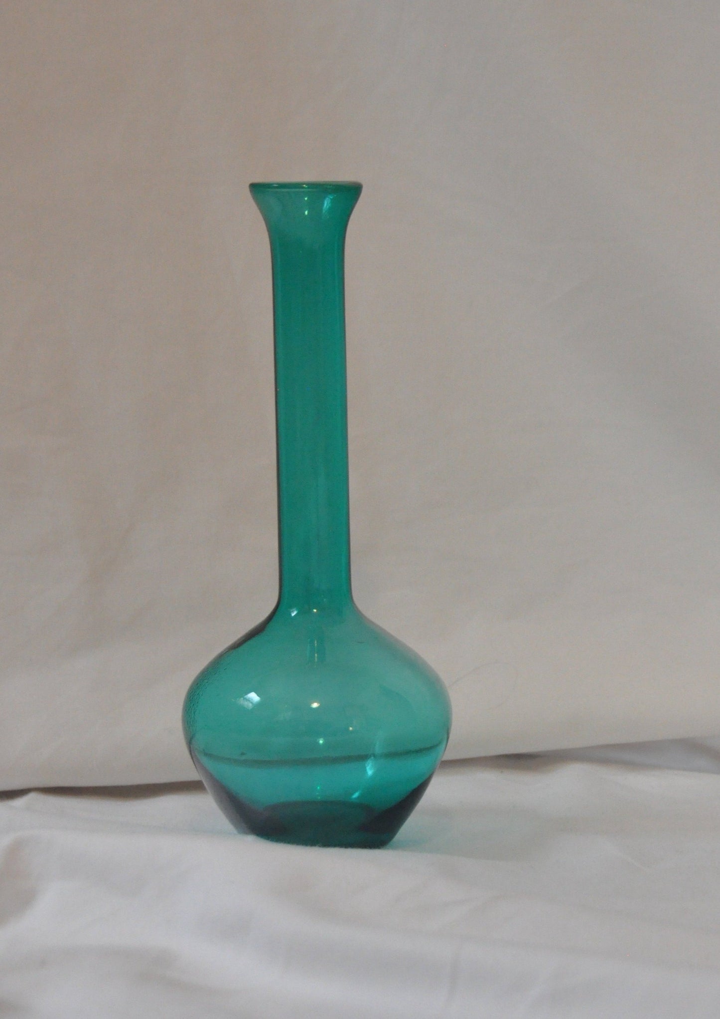 Handblown Blue Glass Tall Stem Unique Vase