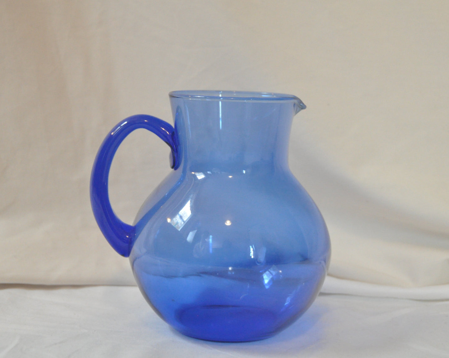 Vintage Hand Blown Blue Glass Jug