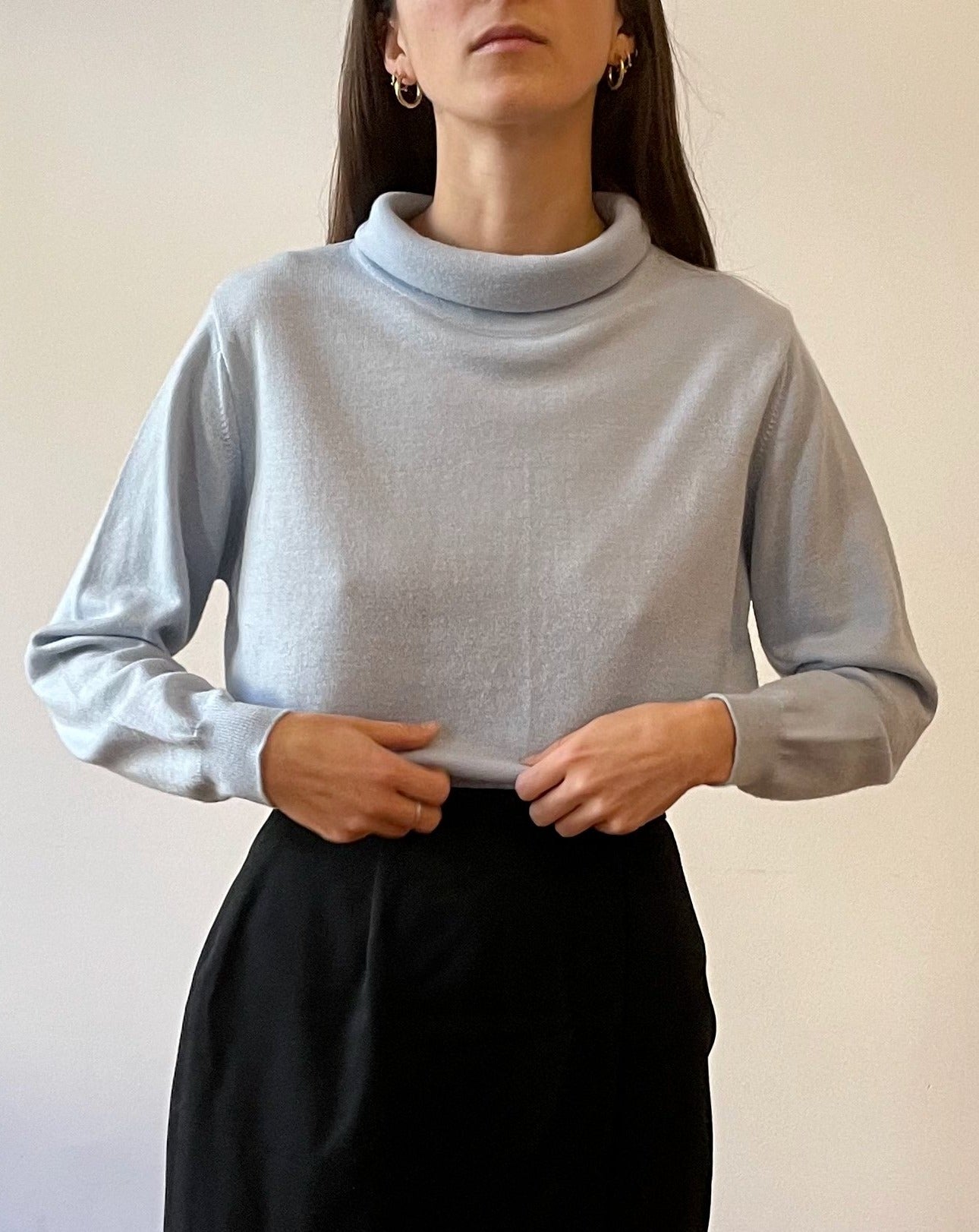 Essential Preloved Light Blue Roll Neck Wool Jumper Size S-M