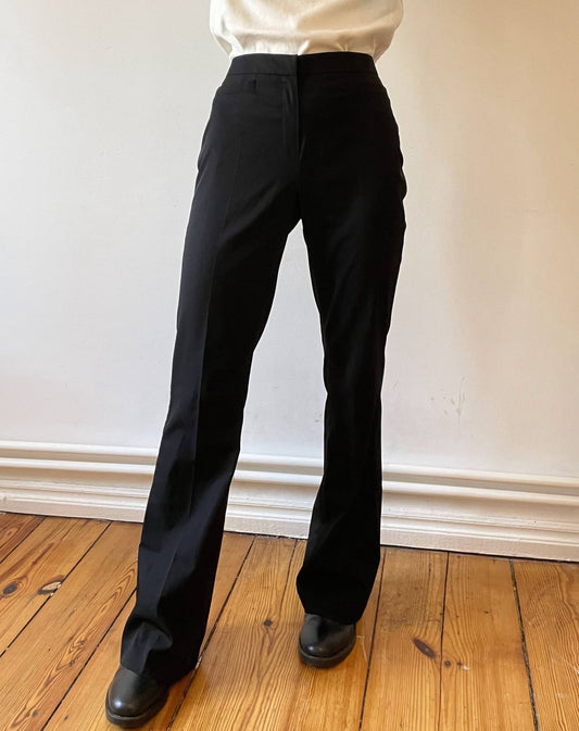 Essential Preloved Black High Waisted Flared Trousers Size 10