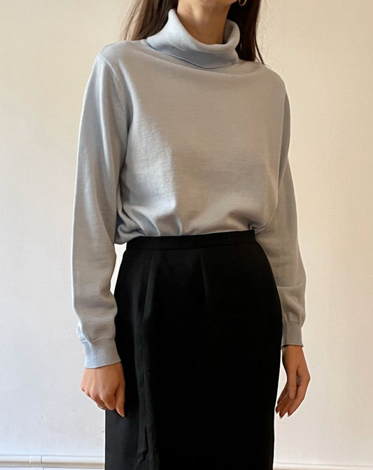 Essential Preloved Light Blue Roll Neck Wool Jumper Size S-M