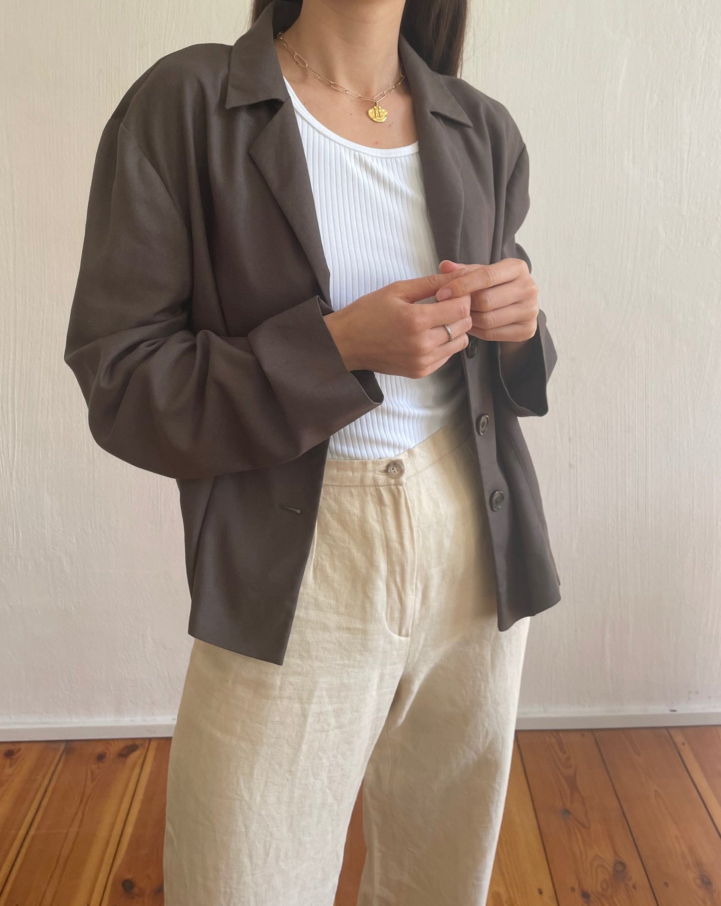 Vintage Linen Lightweight Relaxed Boxy Jacket Size M-XL