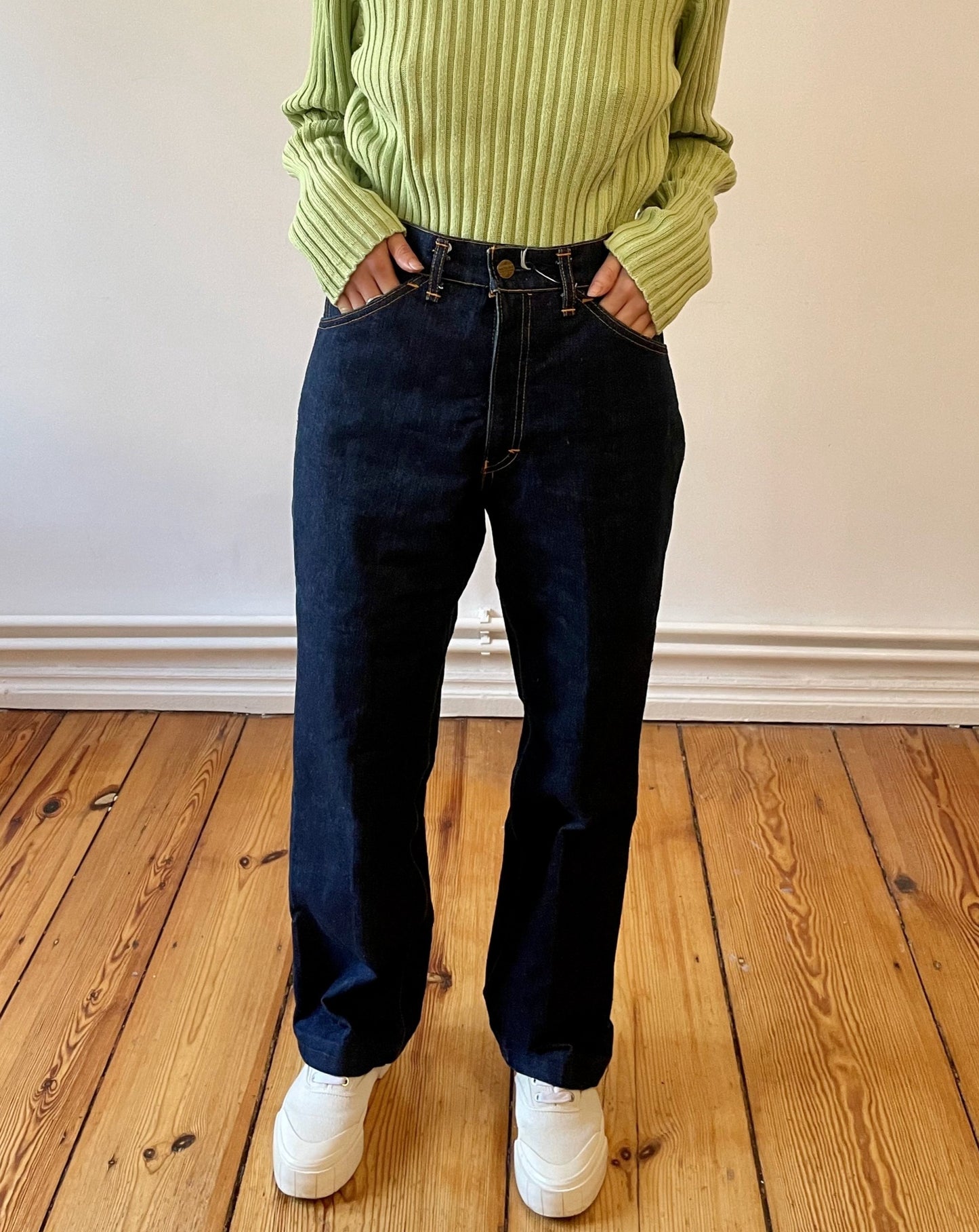 Vintage Essential Dark Blue Straight Leg Relaxed Jeans Size UK 10-12