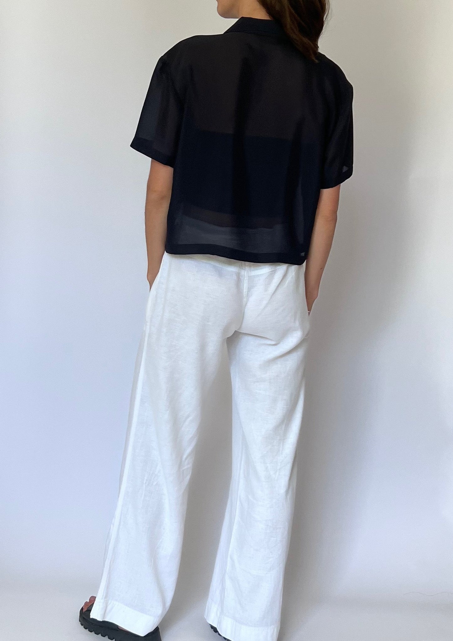 90s Sheer Navy Cropped Shirt XS/S