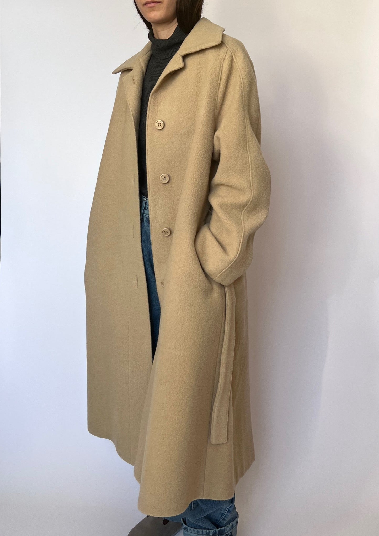 70s Caramel Wrap Wool Coat S/M