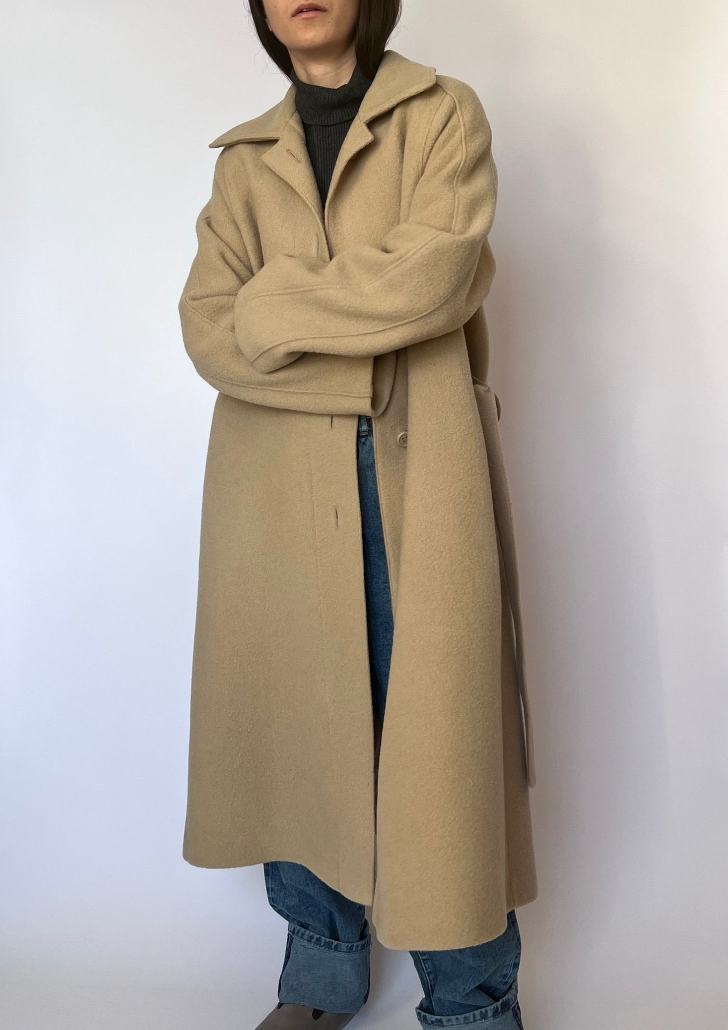 70s Caramel Wrap Wool Coat S/M