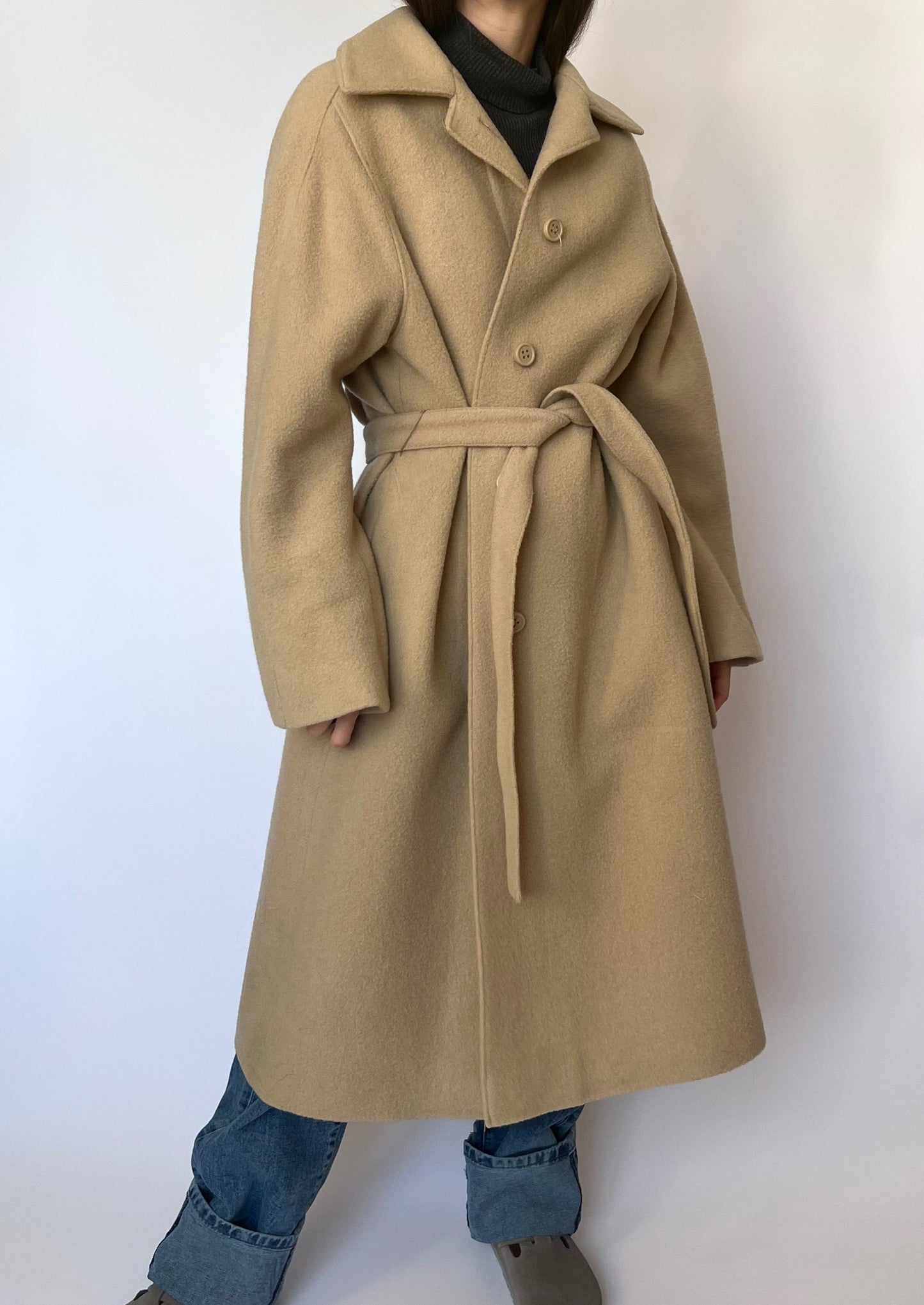 70s Caramel Wrap Wool Coat S/M