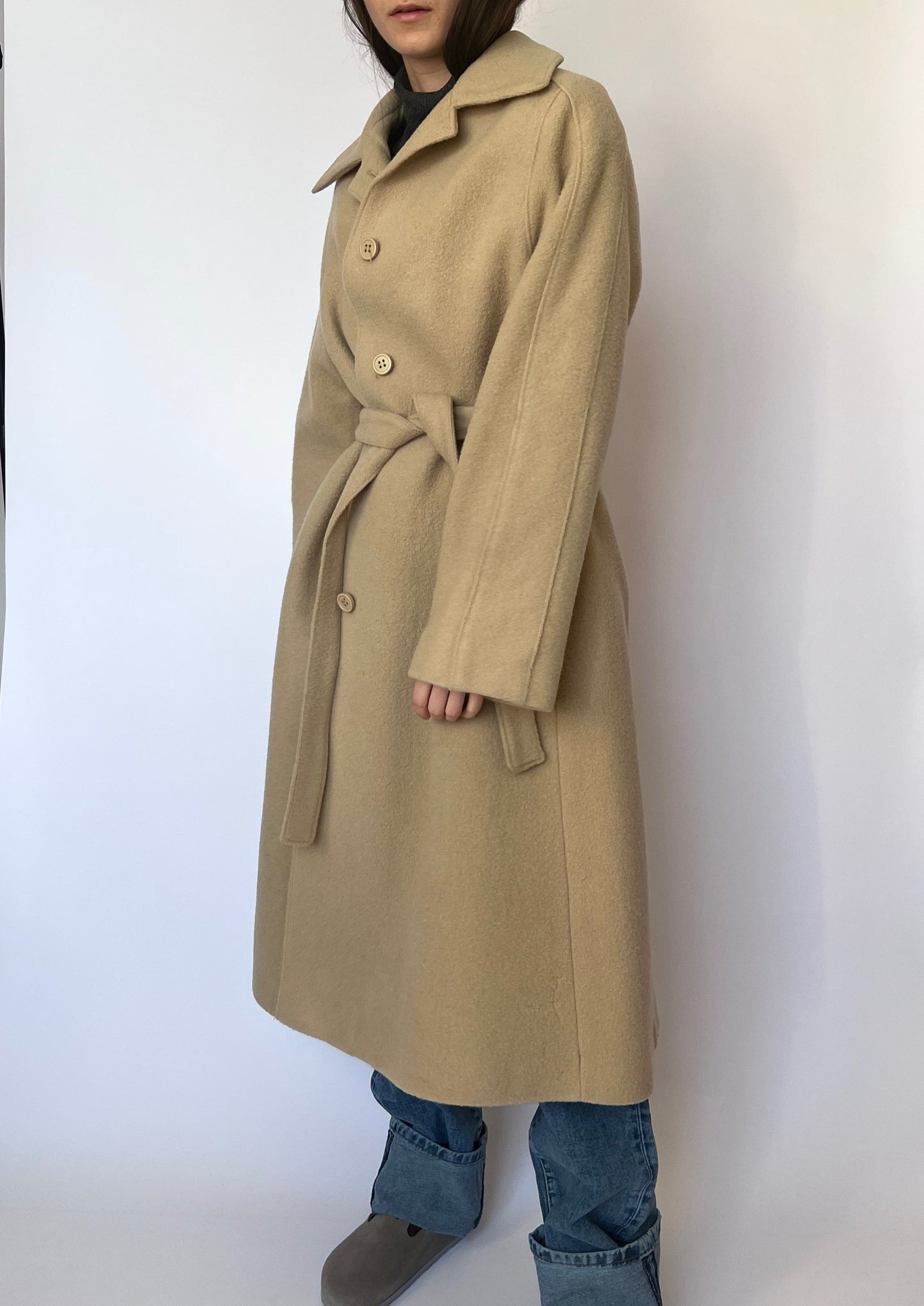 70s Caramel Wrap Wool Coat S/M