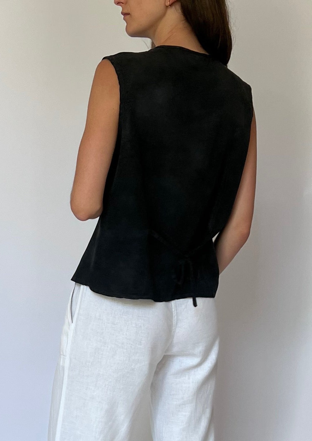 90s Cupro Black Waistcoat XS/S