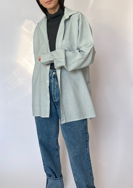 70s Blue Marl Oversized Shirt S/M