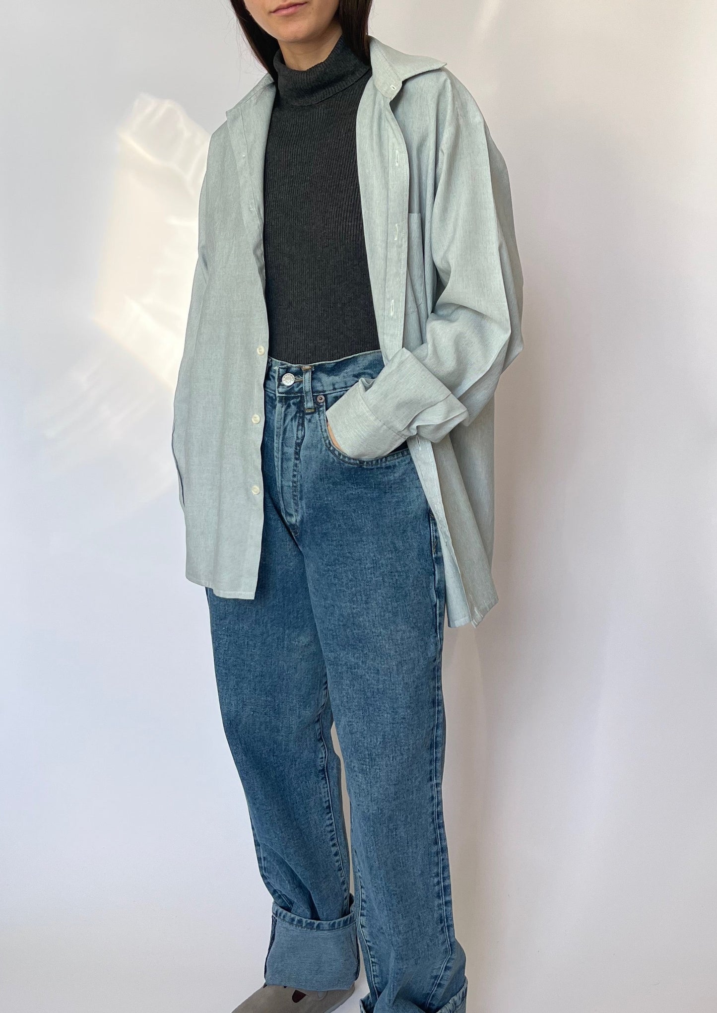 70s Blue Marl Oversized Shirt S/M