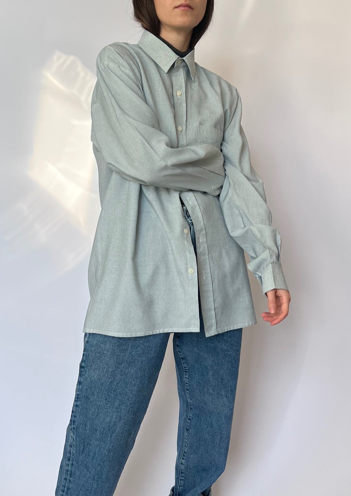 70s Blue Marl Oversized Shirt S/M