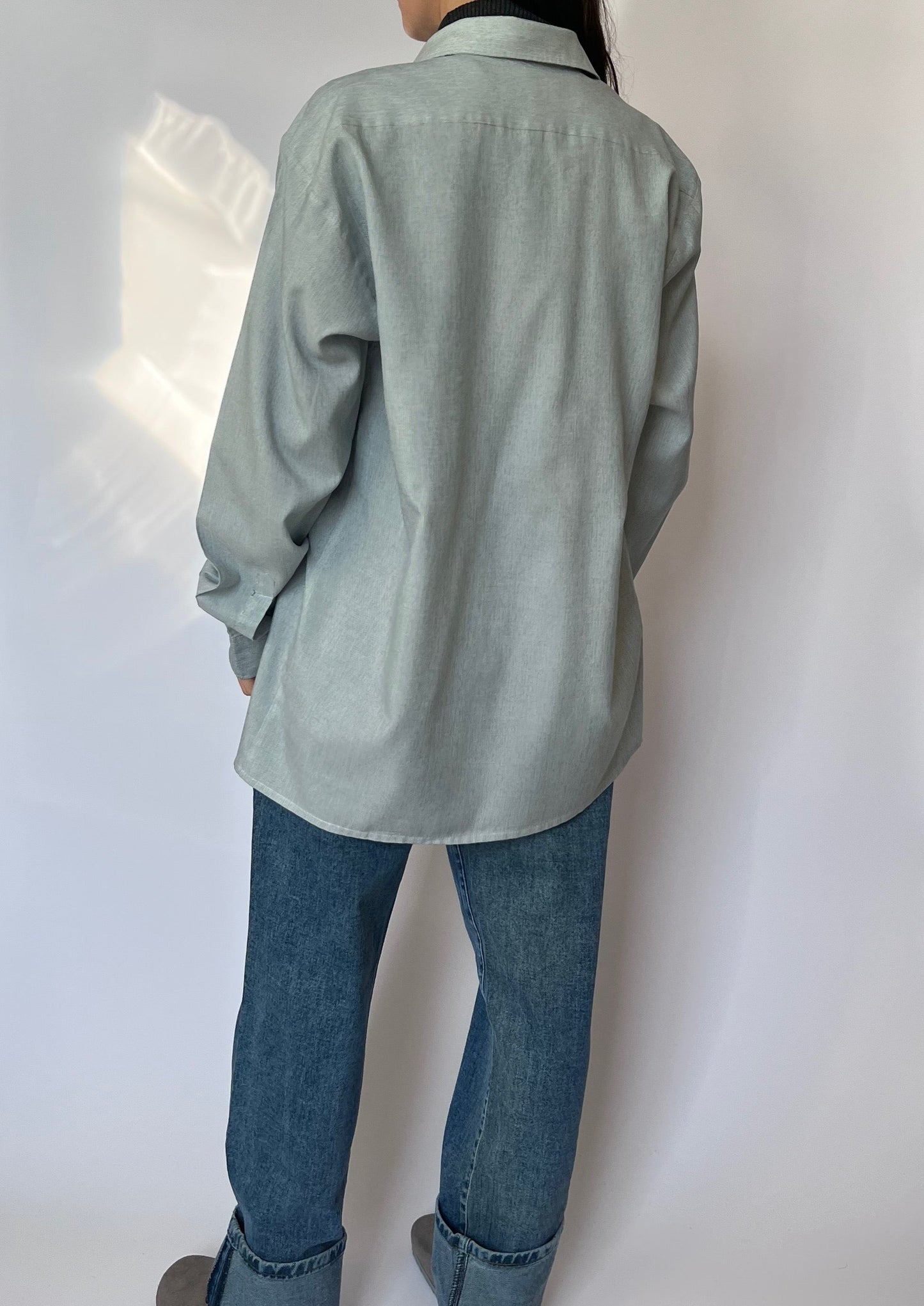 70s Blue Marl Oversized Shirt S/M