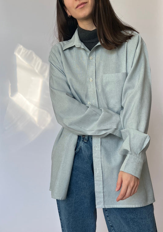 70s Blue Marl Oversized Shirt S/M