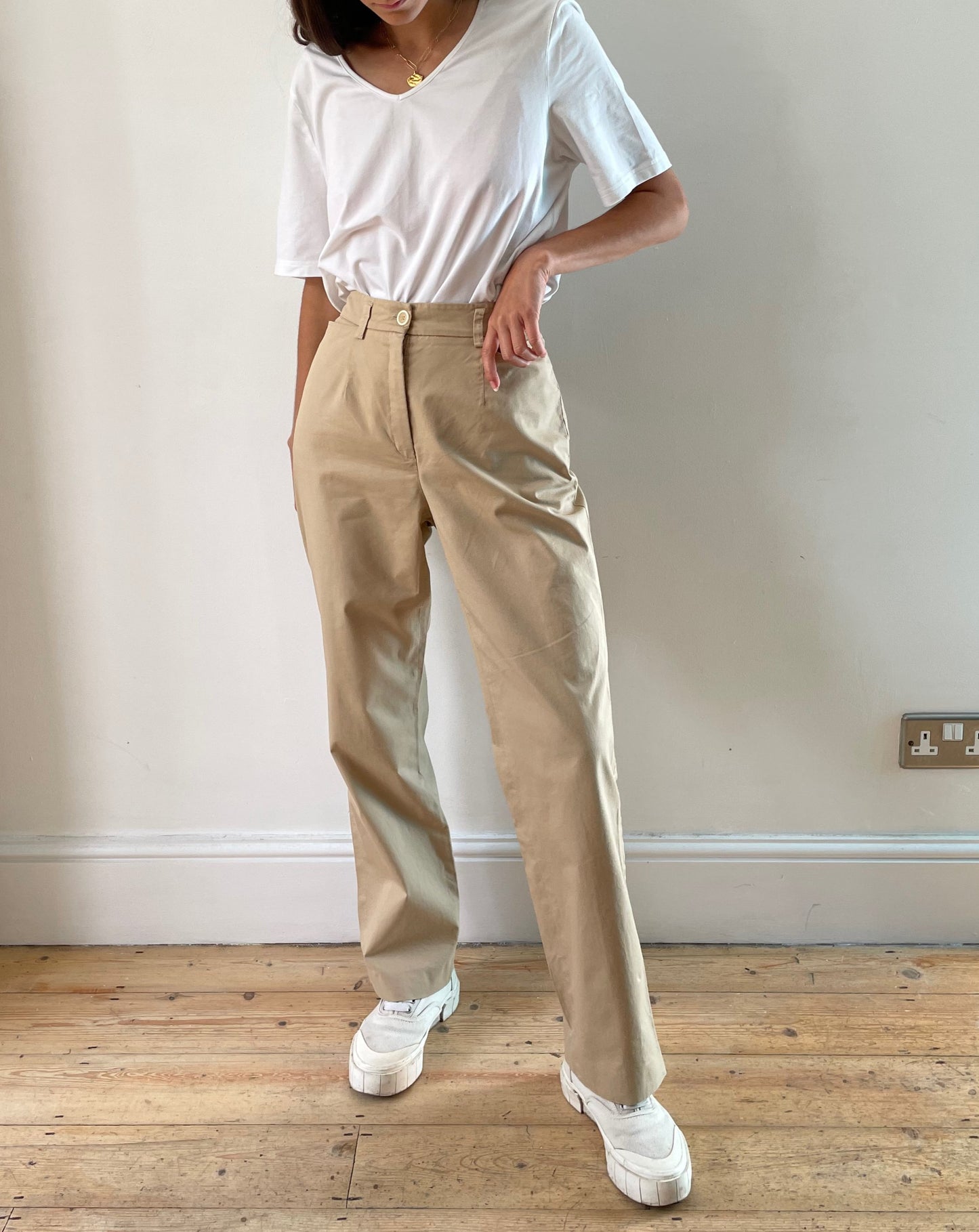 Vintage 1980's Neutral Summer Trouser Size S Waist 27.5"