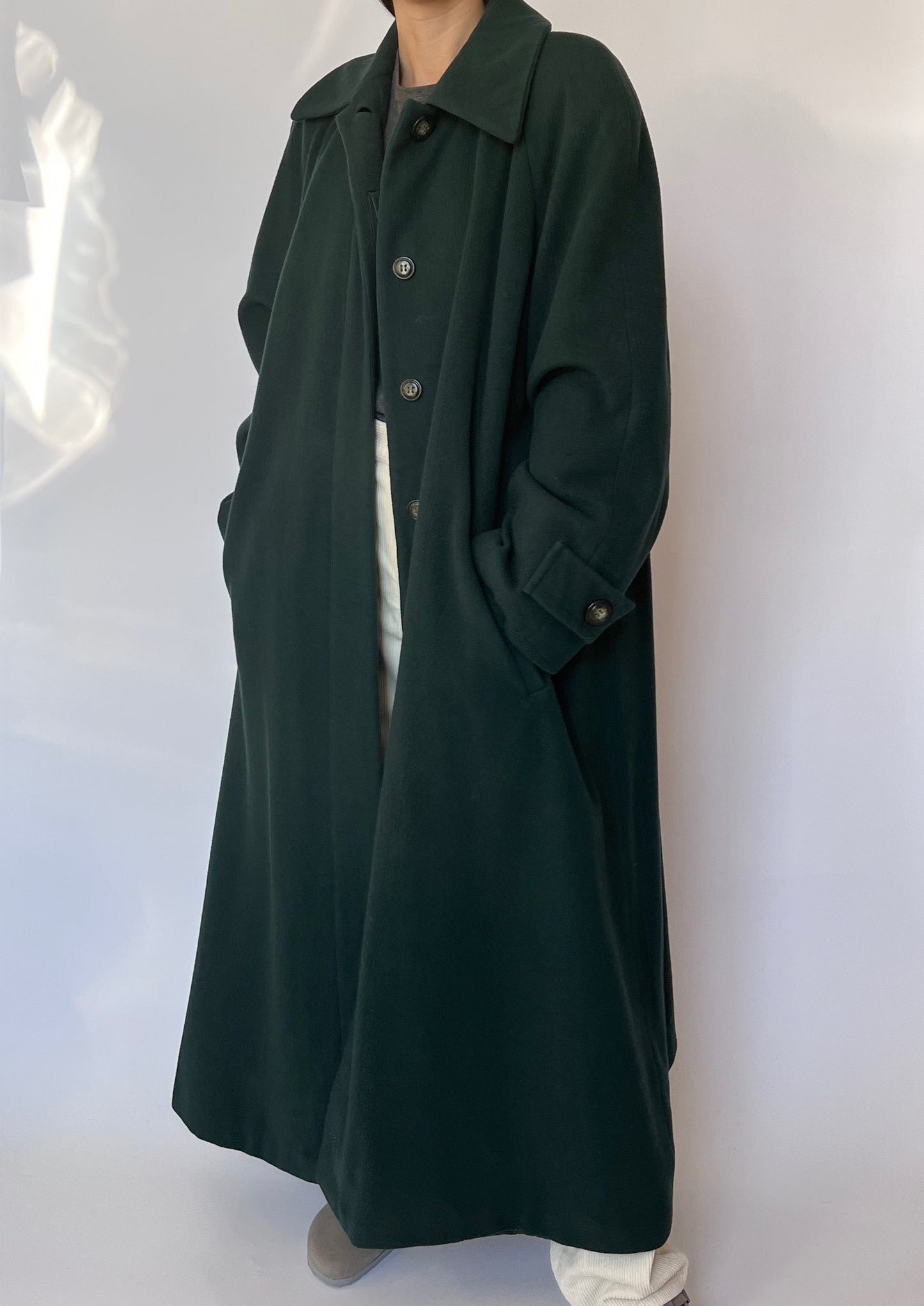 Forest green Maxi Wool Coat M