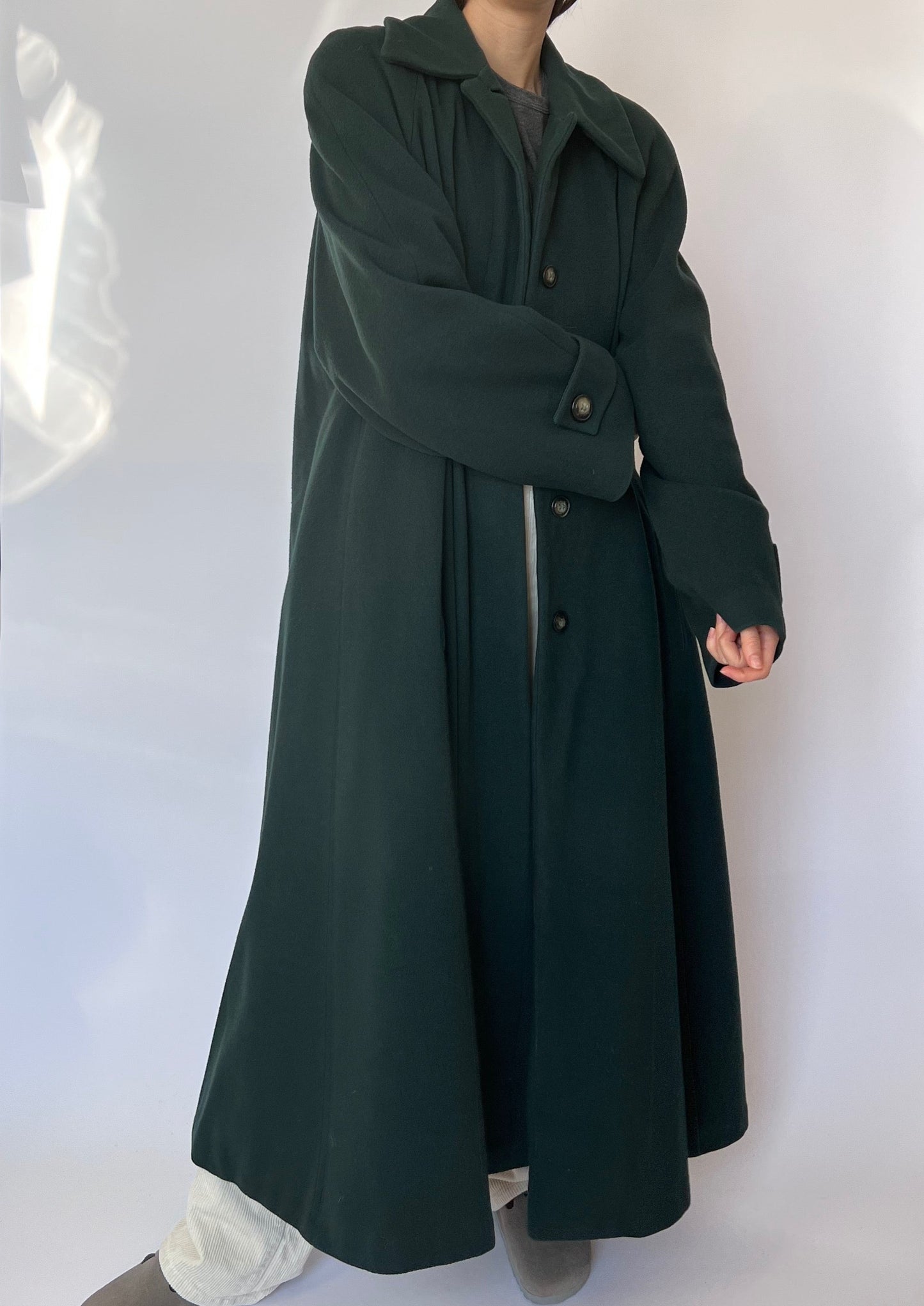 Forest green Maxi Wool Coat M