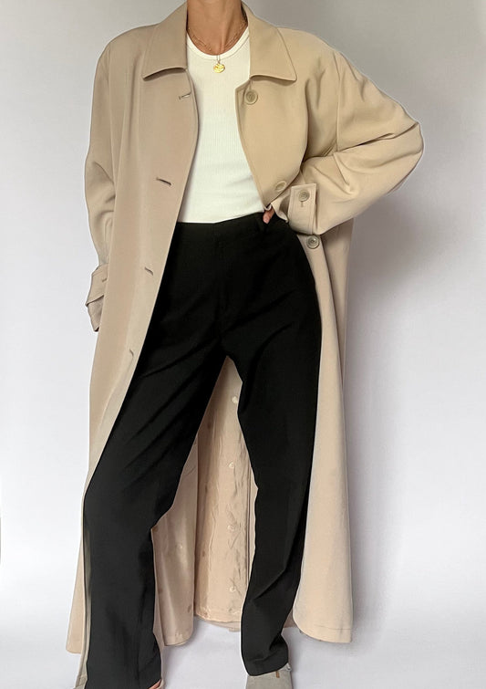 1990s Cream Maxi Trench Coat M/L