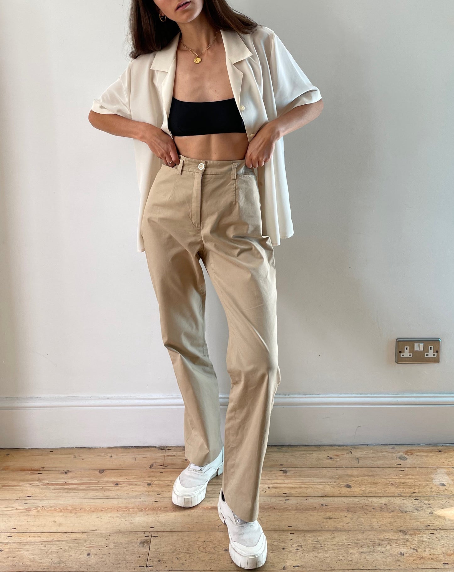 Vintage 1980's Neutral Summer Trouser Size S Waist 27.5"