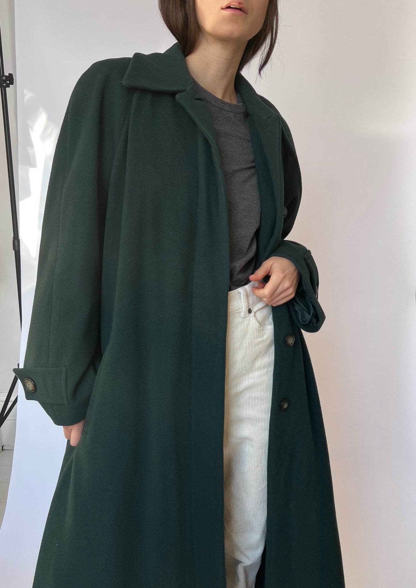 Forest green Maxi Wool Coat M