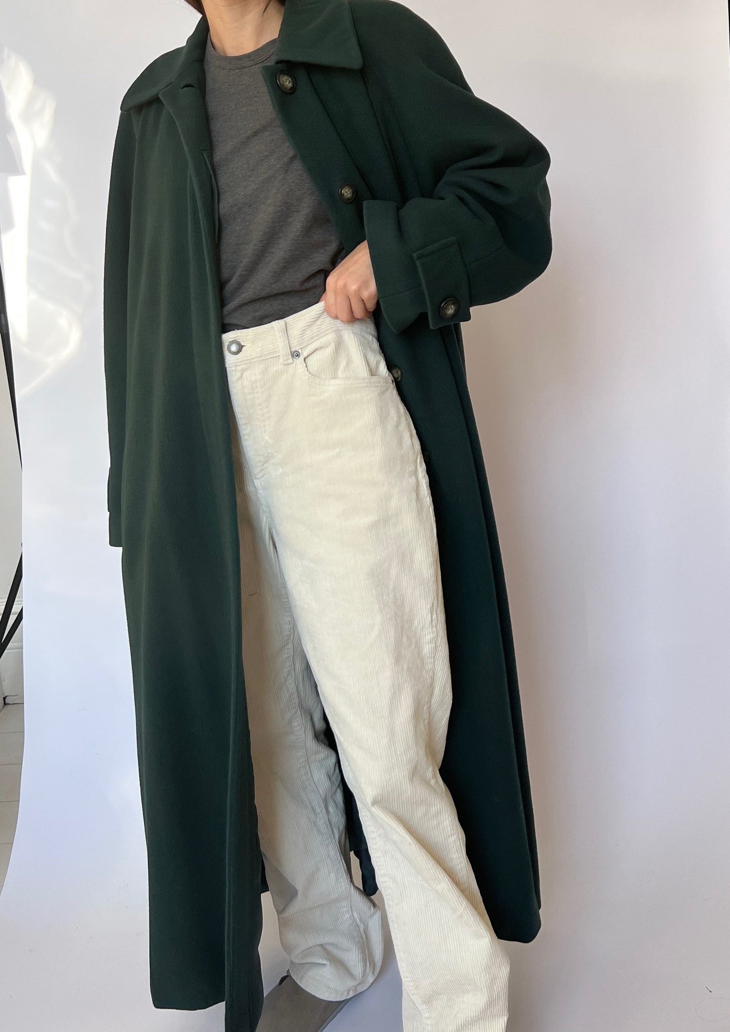 Forest green Maxi Wool Coat M