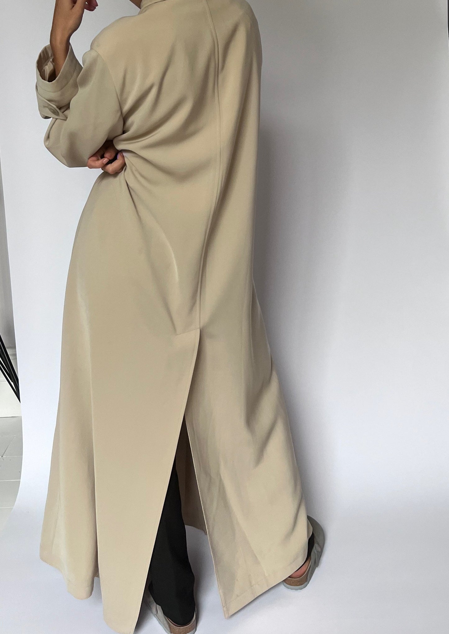 1990s Cream Maxi Trench Coat M/L