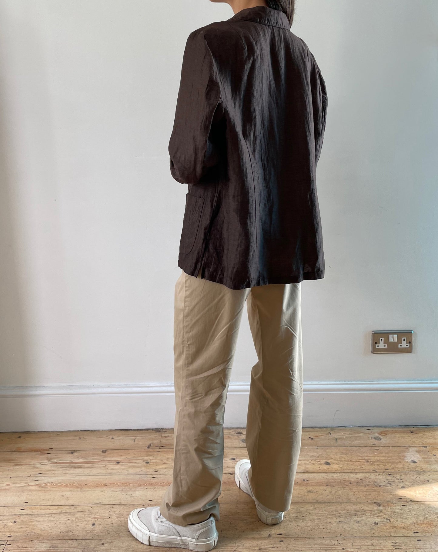 Vintage Brown Blazer Summer Jacket Size S-M