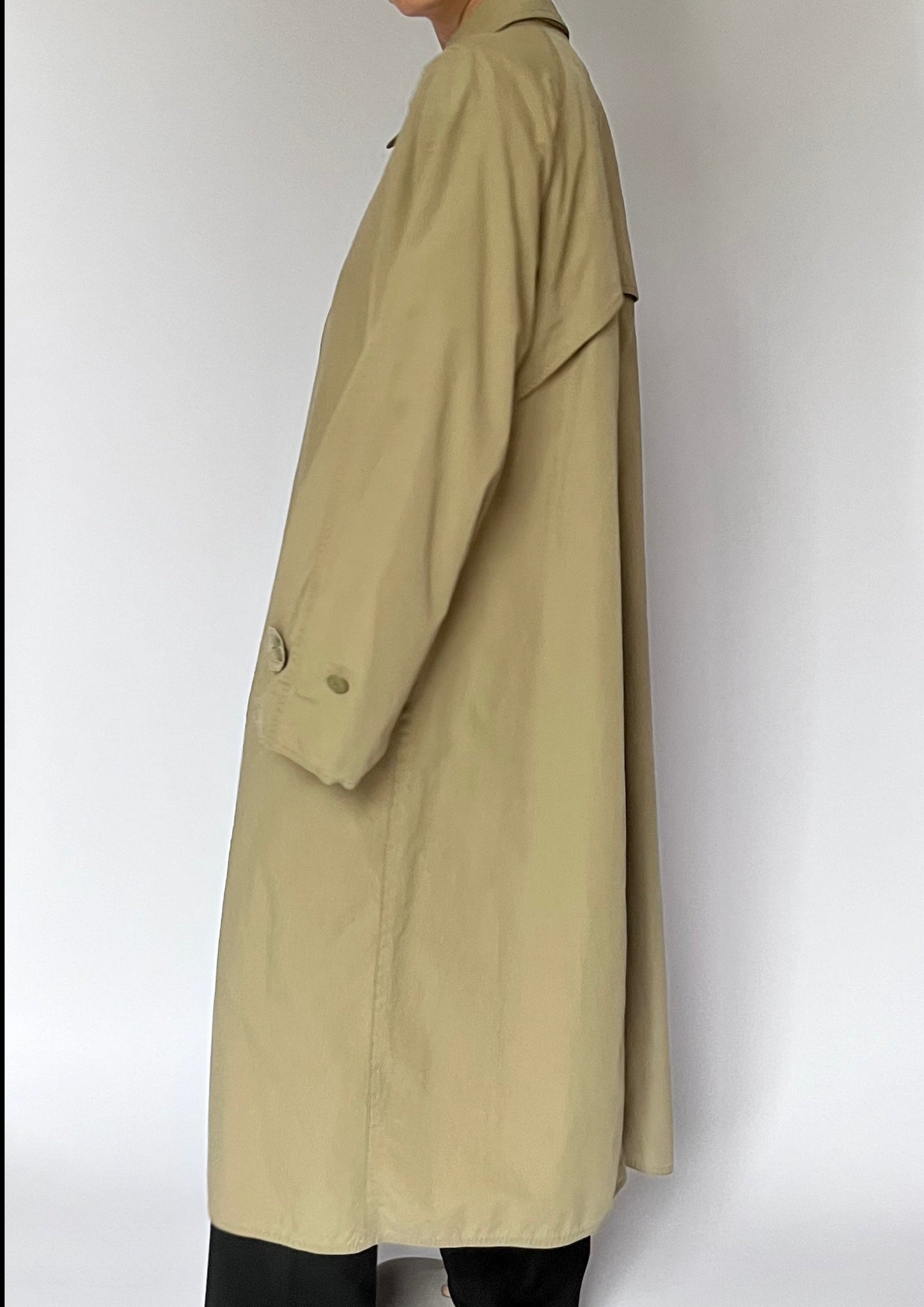 1980/90s Khaki Italian Minimal Trench Coat S/M/L