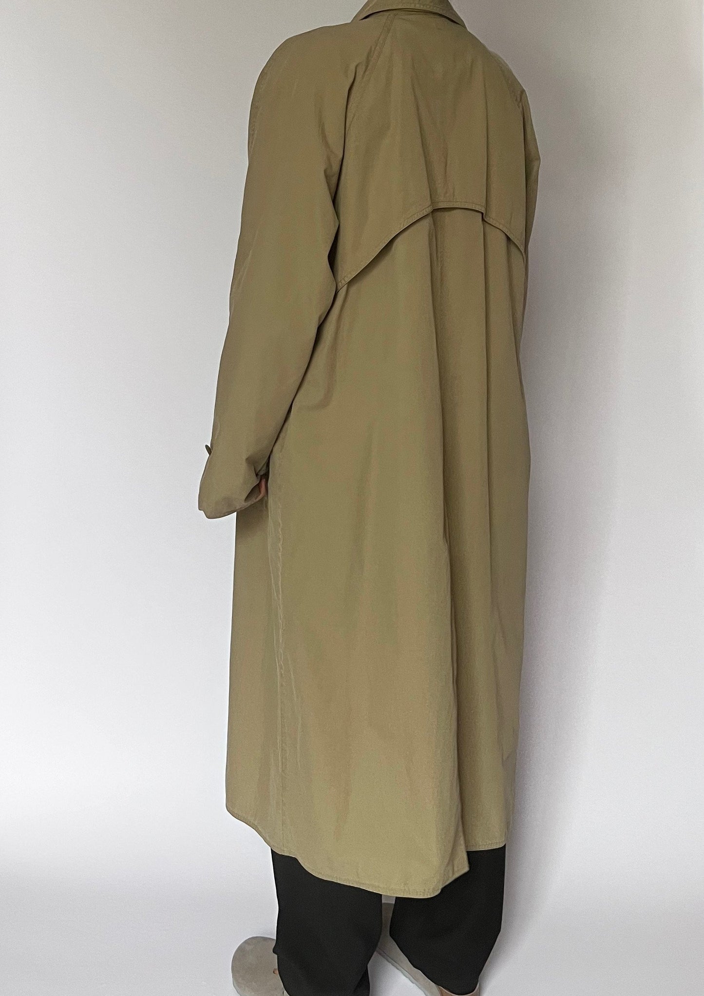 1980/90s Khaki Italian Minimal Trench Coat S/M/L