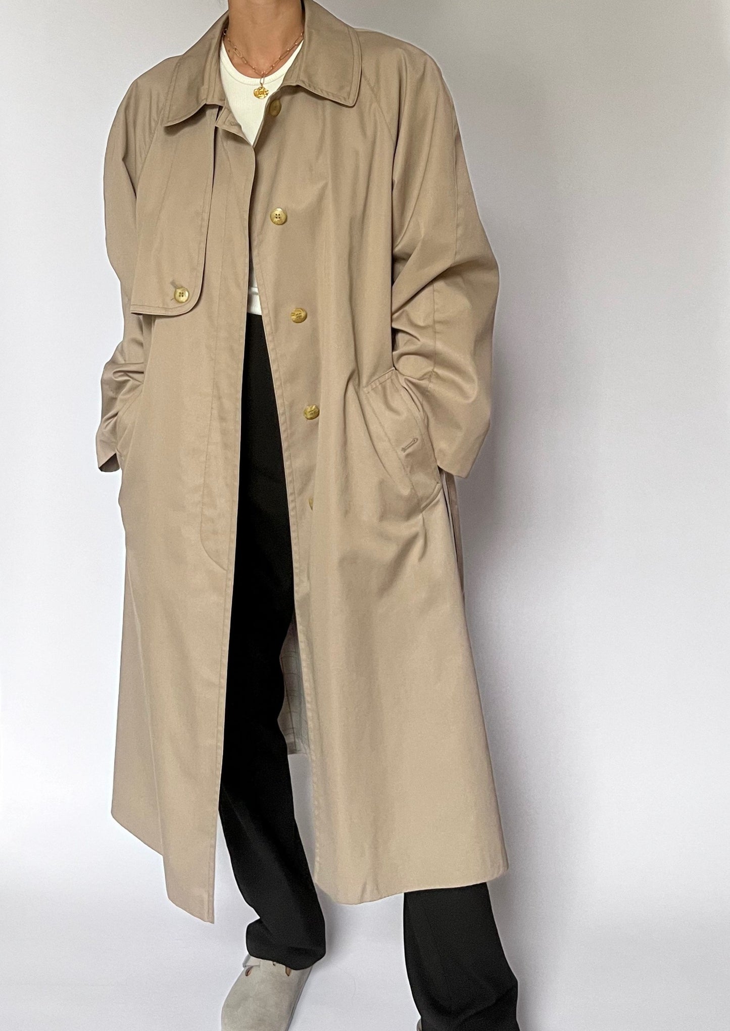 1970s Taupe Cape Trench S/M