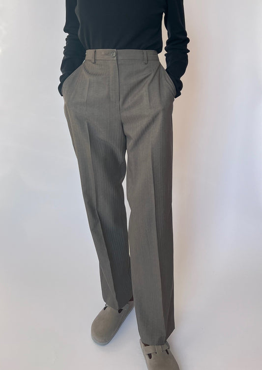 Pin Stripe Grey Pleated Trousers W'31" M