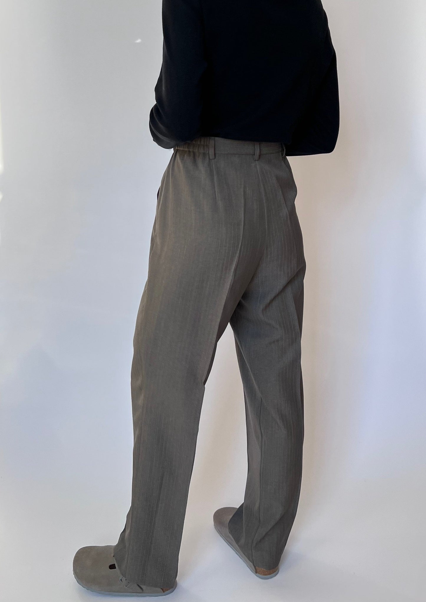 Pin Stripe Grey Pleated Trousers W'31" M