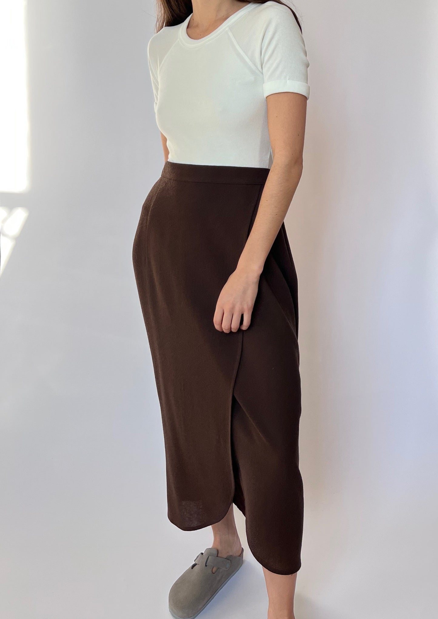 Dark Brown Wrap Skirt W'29" S/M