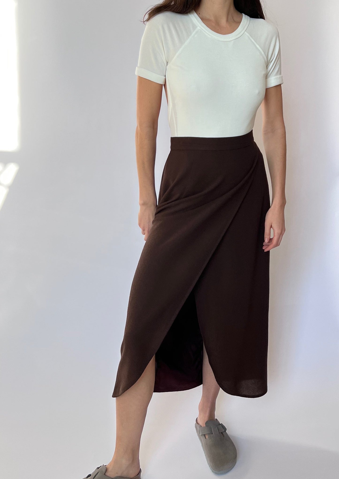 Dark Brown Wrap Skirt W'29" S/M