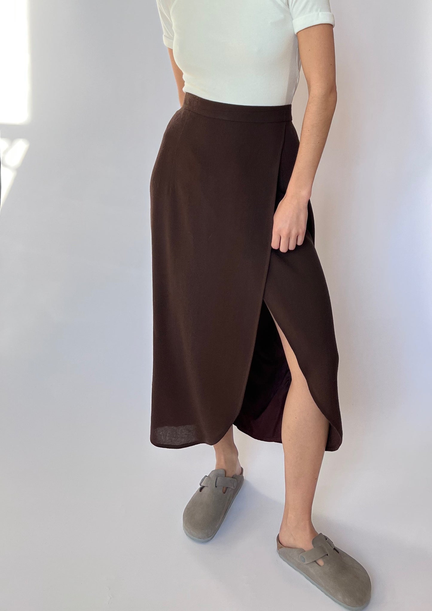 Dark Brown Wrap Skirt W'29" S/M