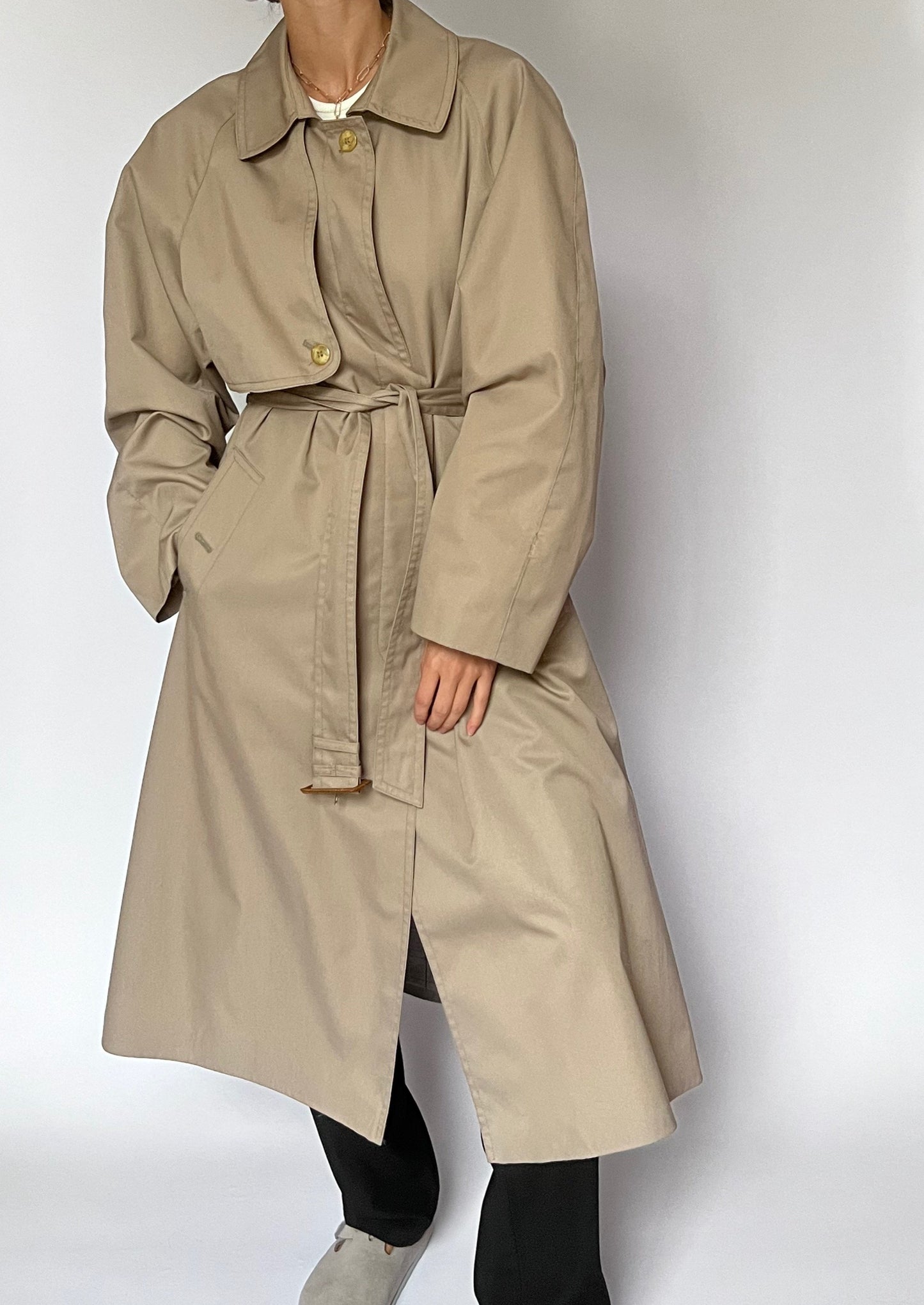 1970s Taupe Cape Trench S/M