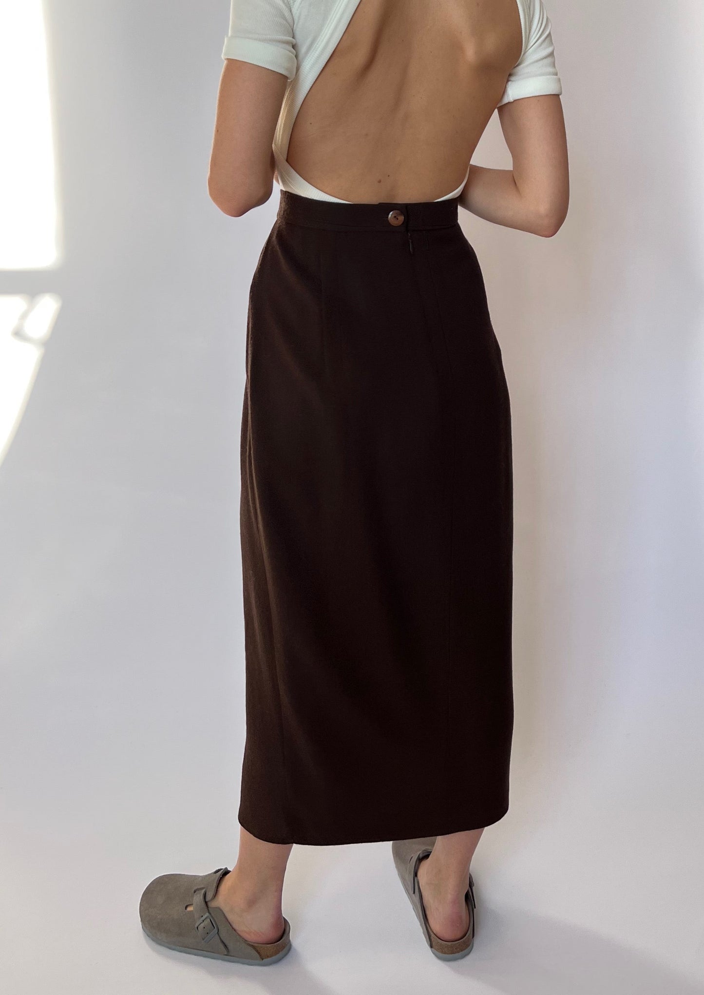 Dark Brown Wrap Skirt W'29" S/M