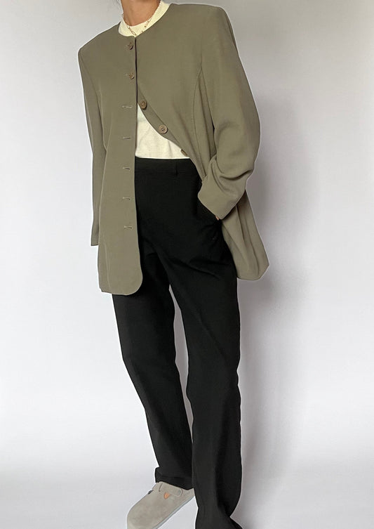 1980s Jaeger Wool Khaki Jacket S/M