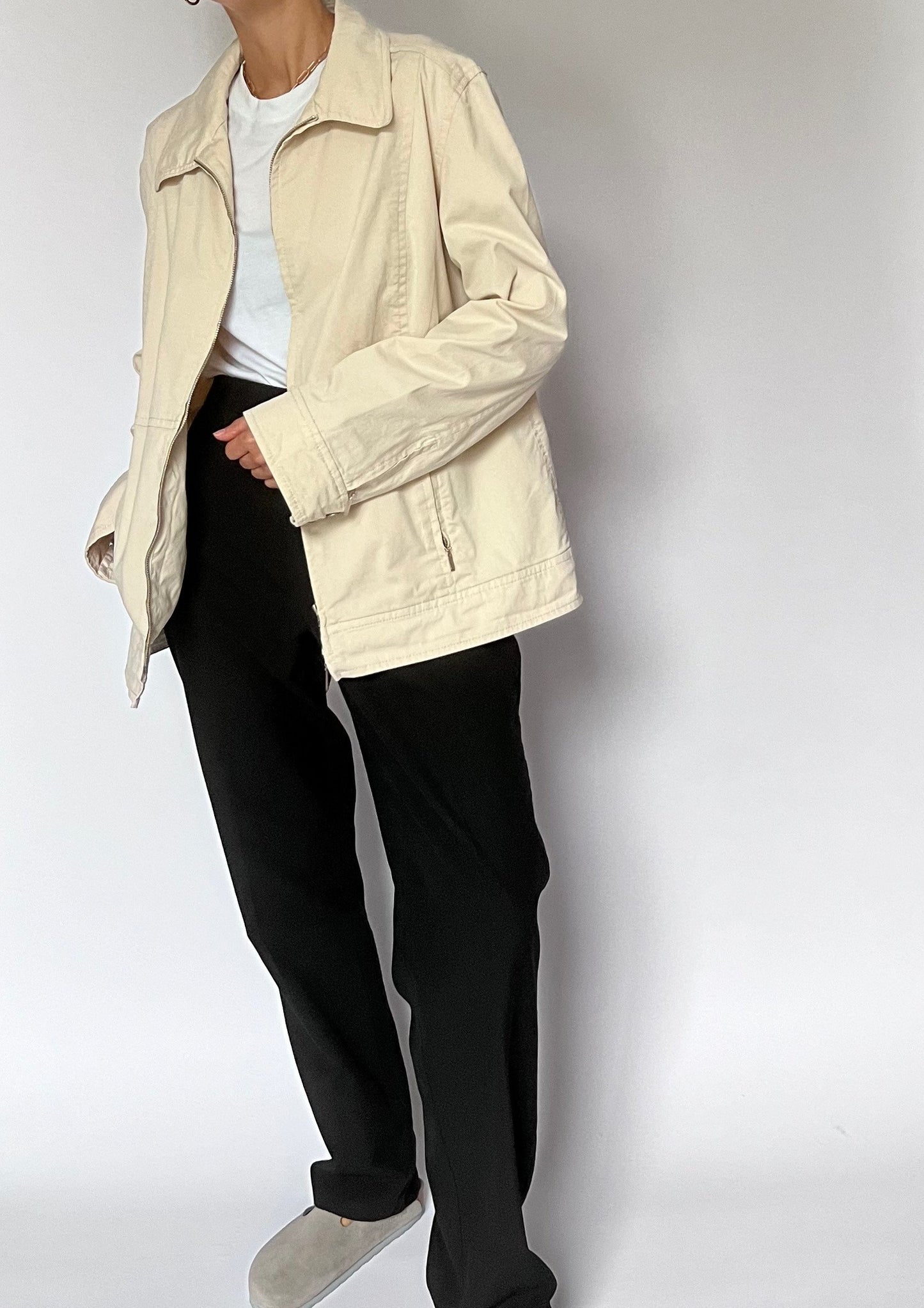 1990s Cream Minimal Jacket S/M